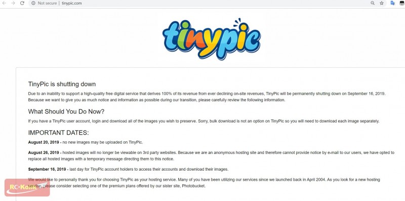 Ücretsiz resim servisi TINYPIC de kapanmış