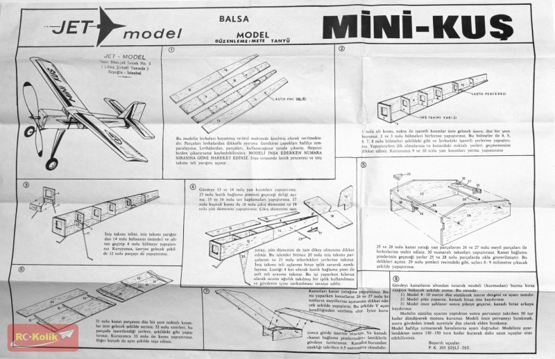 Jet Model Mini Kuş Lastik Motorlu Model Planı